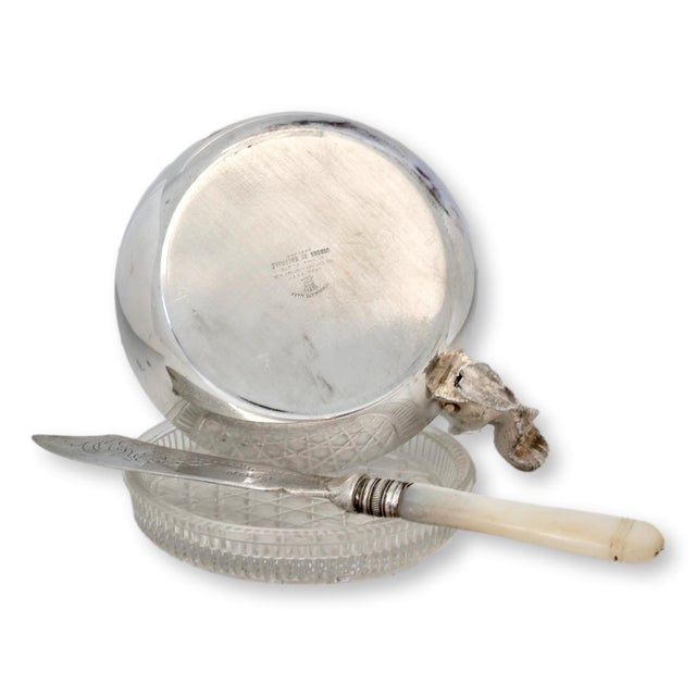 Mid 20th Century English Silver-Plate Squirrel Dish W/ Pearl Handled Butter Knife For Sale - Image 5 of 6