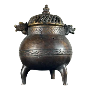 Chinese Qing Dynasty Small Bronze Tripod Censer