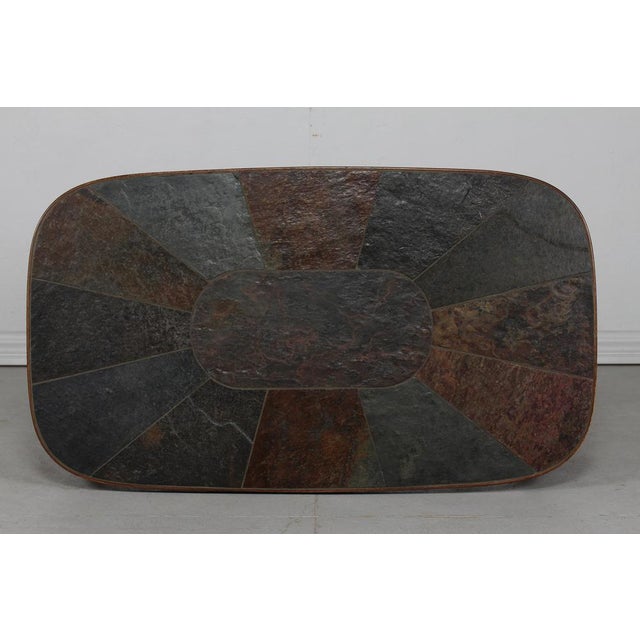 Brown Coffee Table in Dark Stained Oak with Slate Top by Paul Kingma, Denmark, 1980s For Sale - Image 8 of 15