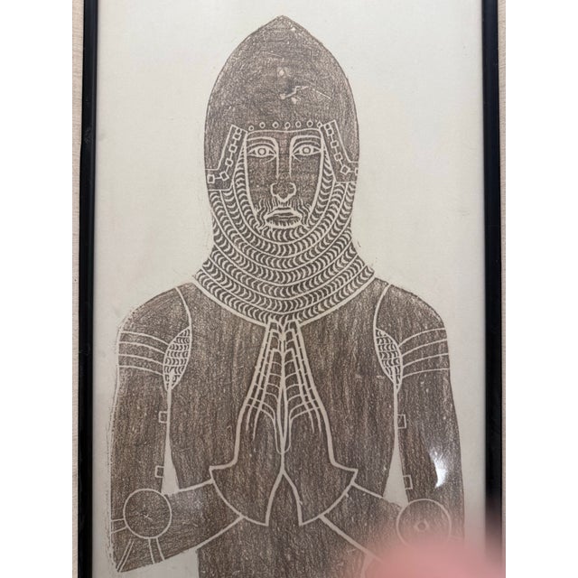 Rare Medieval Knight Tomb Impression – Westminster Abbey & Stoke D’Abernon – Framed Set of Brass Rubbings For Sale - Image 9 of 10