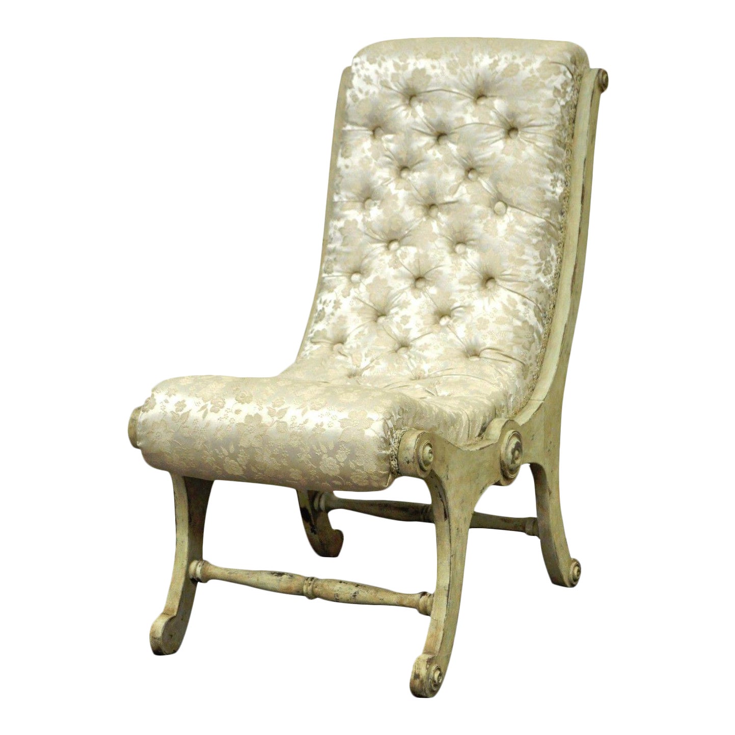 Vintage Japanese Obi Chair Slipper Carved Wood Distress Painted Accent Chair Chairish