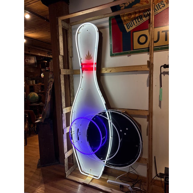 Large Vintage Animated Neon Bowling Alley Sign For Sale - Image 4 of 12