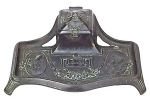 Antique Edwardian Style Bronze Inkwell