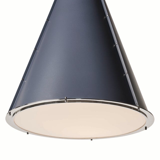 French Maid Chandelier Large, Blue and Polished Nickel For Sale In Detroit - Image 6 of 10