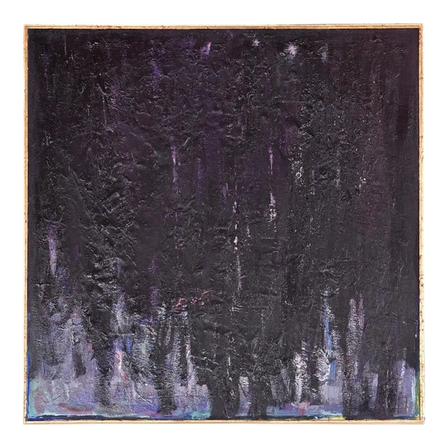 P. Stein 1977 Eggplant Purple and Lavender Square Abstract Color Field Painting For Sale