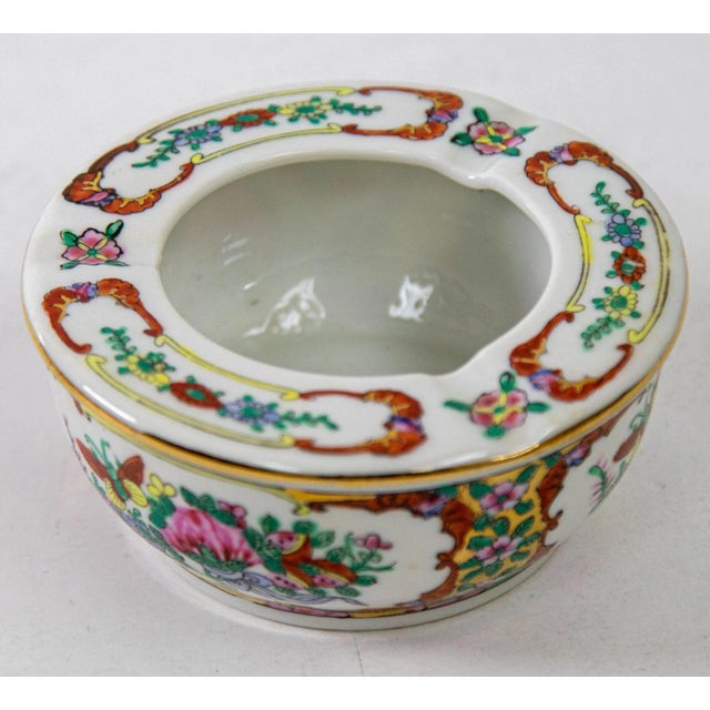 Vintage Asian Porcelain Hand Painted White Floral Ashtray China For Sale - Image 13 of 13