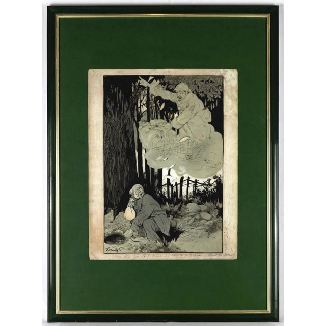 The apparition is an original artwork realized in 1918 and signed and dated ''Hinault 1918'' Black and white china ink,...