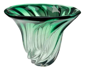 Vintage Belgian Sculpted Crystal Vase from Val Saint Lambert, 1950