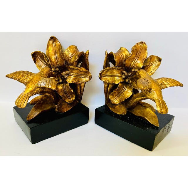Mid-Century Modern Pair of Gilt Hummingbird Bookends For Sale - Image 3 of 6