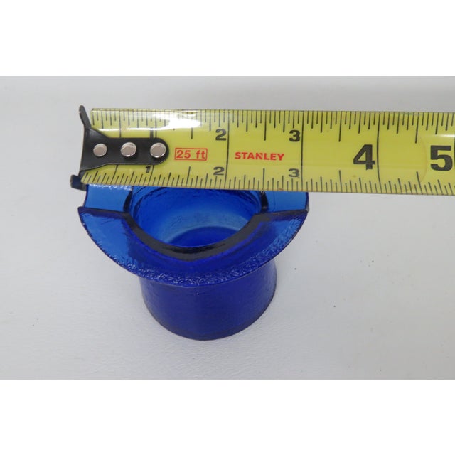 Blue Cobalt Blue Frosted Glass Top Hat Toothpick Holder Ash Tray 4576b For Sale - Image 8 of 10