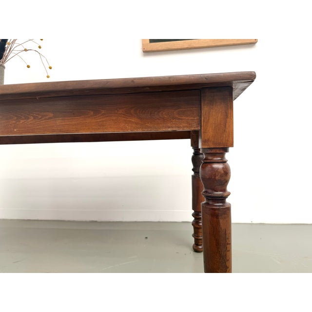 Farmhouse Table in Cherrywood with Turned Legs, France, 1900s For Sale - Image 11 of 18