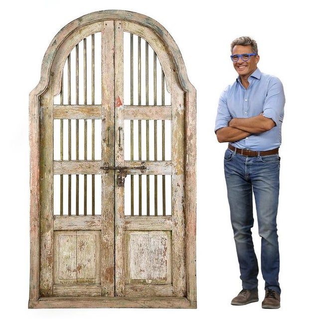 Indian Door in Solid Wood and Patinated Iron For Sale - Image 5 of 9