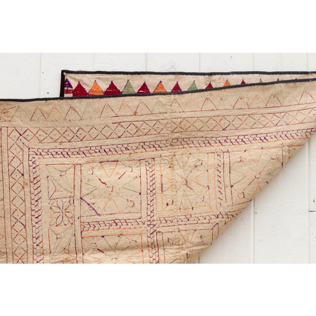 19th Century Antique Multicolor Kutch Wall Tapestry For Sale - Image 5 of 7