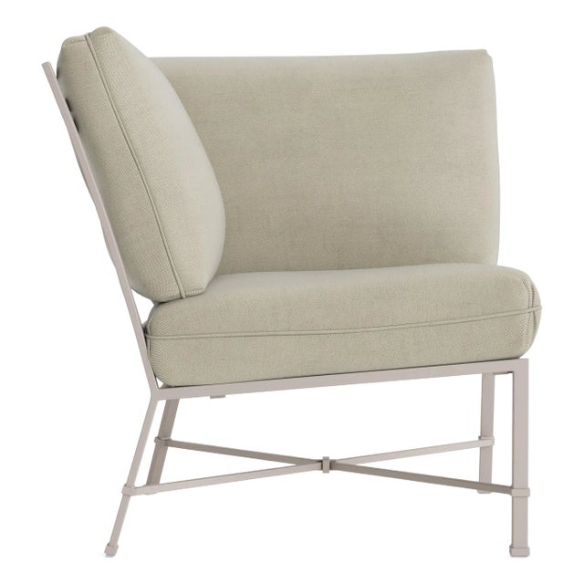 Brown Jordan Venetian Corner Sectional, Dove frame with Fusion Meadow fabric For Sale