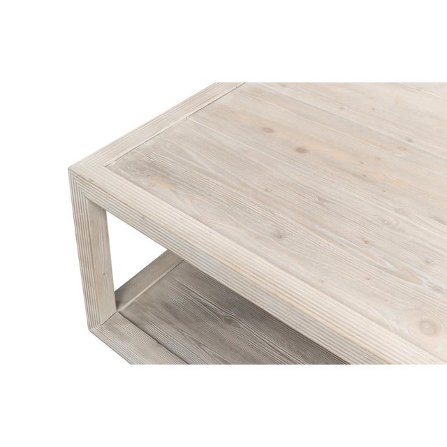 Gray Coastal Style Large Square Coffee Table For Sale - Image 8 of 13