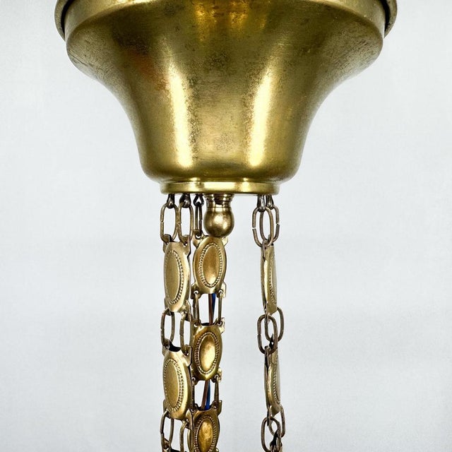 Art Noveau German Brass Chandelier, 1920s For Sale - Image 9 of 10