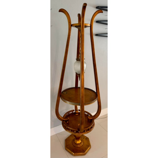 Bronze Vintage Hollywood Regency Style Floor Lamp With Built in Tier Tables For Sale - Image 8 of 8