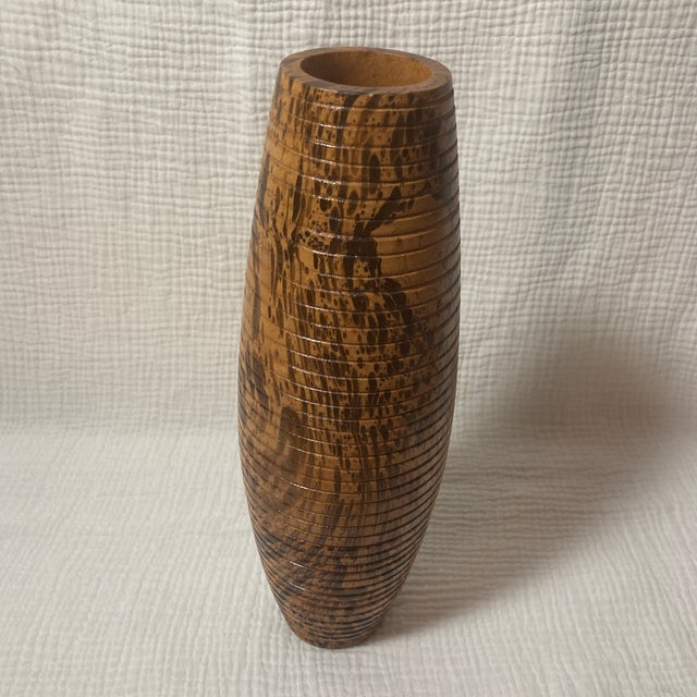 Mid-Century Hand-Turned Spalted Maple Signed Studio Art Vase For Sale - Image 4 of 12
