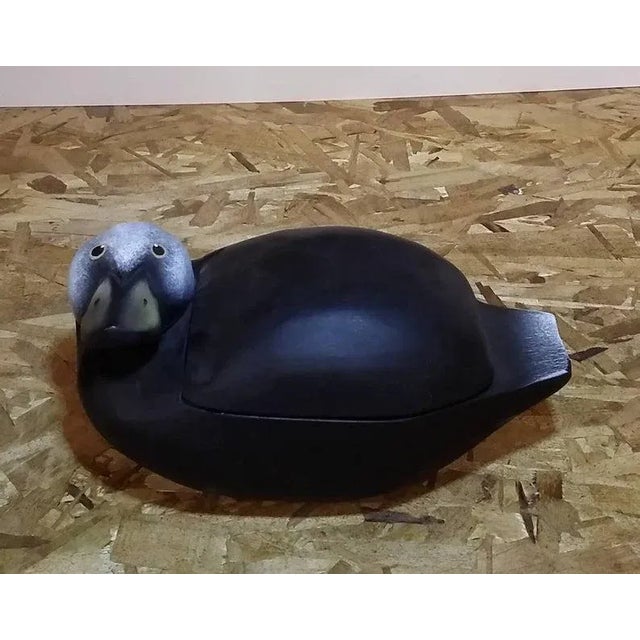 Folk Art Vintage Painted Artisan Solid Wood Carved Duck Trinket Box For Sale - Image 3 of 6