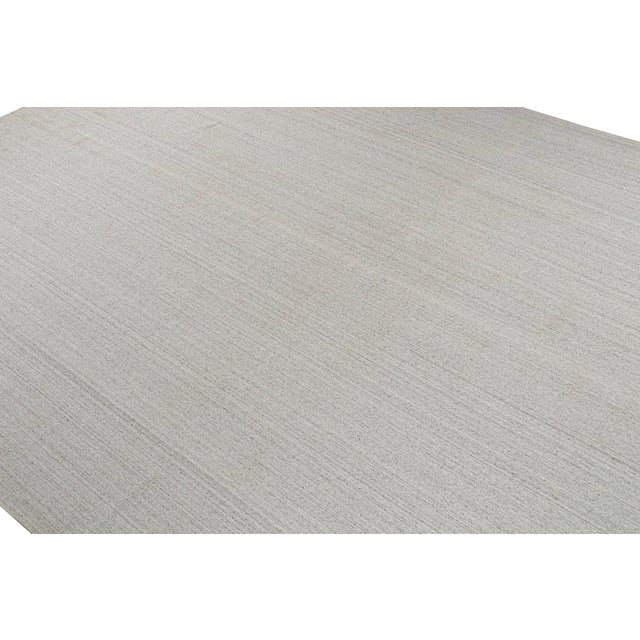 Rug & Kilim 2010s Rug & Kilim’s Modern Rug in Solid Gray and Off-White Striae - 3x18 For Sale - Image 4 of 6