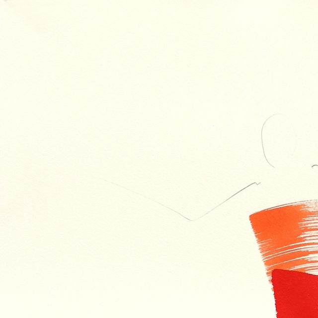 Contemporary The Red Dress 8 - Abstract Flowy Minimalist Figurative Ink Painting on Paper by Bettina Mauel For Sale - Image 3 of 7