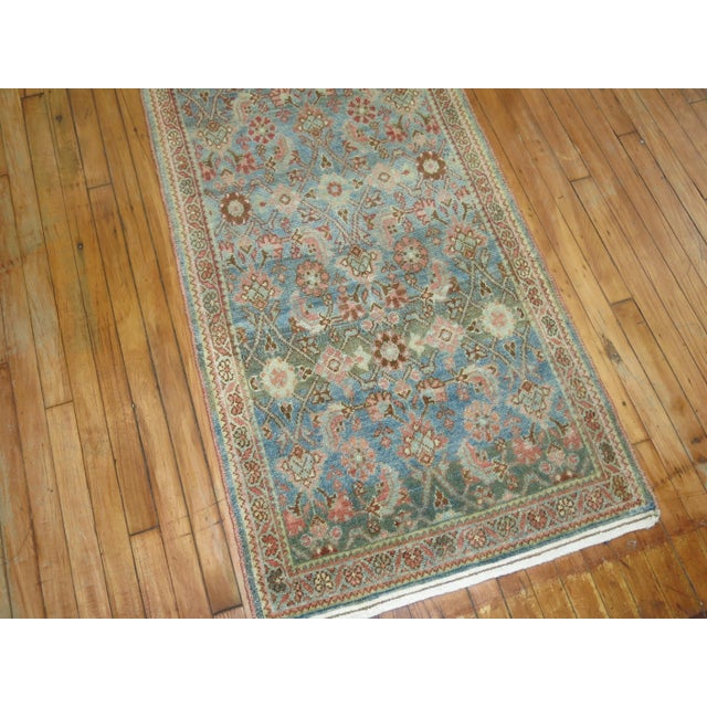 Early 20th Century Early 20th Century Zabihi Collection Extra Long Persian Malayer Runner in Light Blue and Pink - 2'8" x 20'8" For Sale - Image 5 of 9