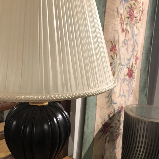 Black 1990s Italian Hand Carved Florentine Style Lamp With Shade For Sale - Image 8 of 11