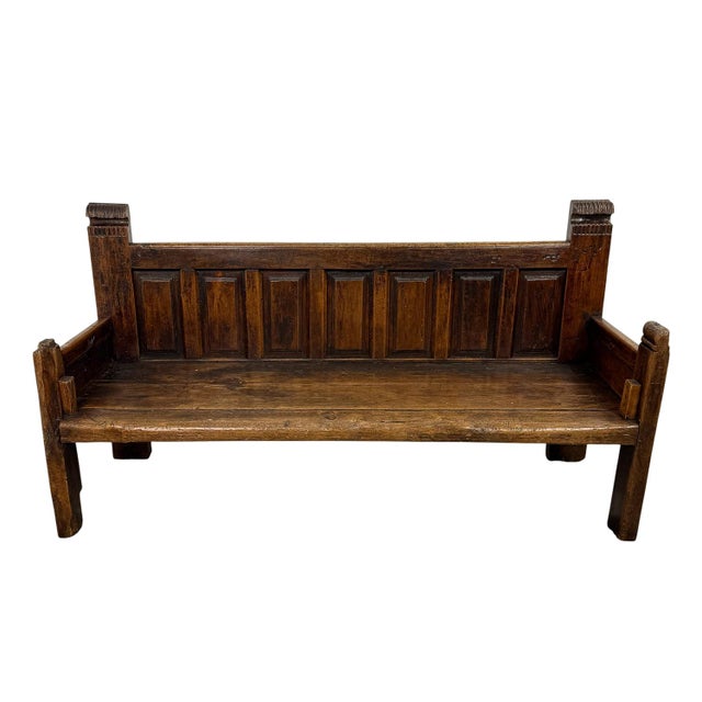 Antique Traditional Spanish Oak Bench For Sale - Image 6 of 18