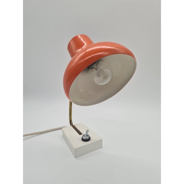 Red Desk Lamp in Orange Metal and Brass, 1970s For Sale - Image 8 of 10