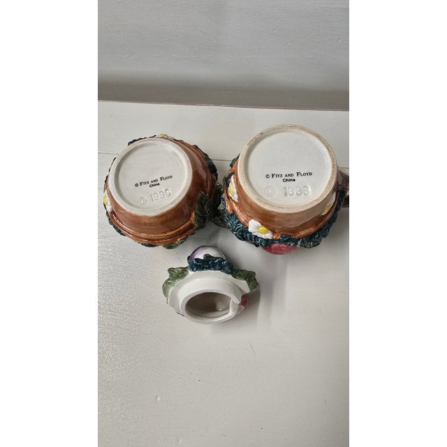 Vintage Fitz and Floyd Vegetable Sugar and Creamer For Sale - Image 9 of 11