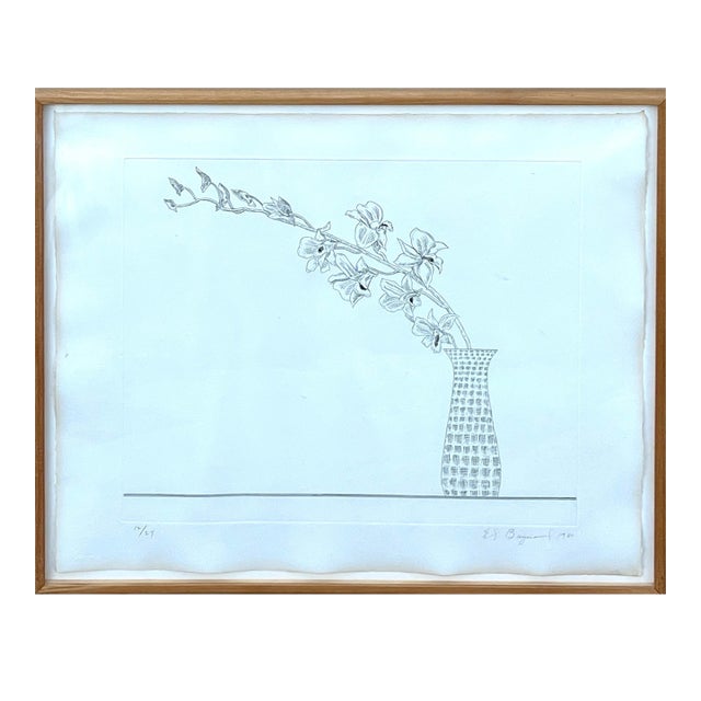 Ed Baynard, Zen Minimalist Flowers Etching American Modernist Ed Baynard Pop Art Print For Sale