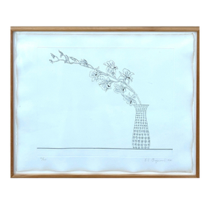 Ed Baynard, Zen Minimalist Flowers Etching American Modernist Ed Baynard Pop Art Print