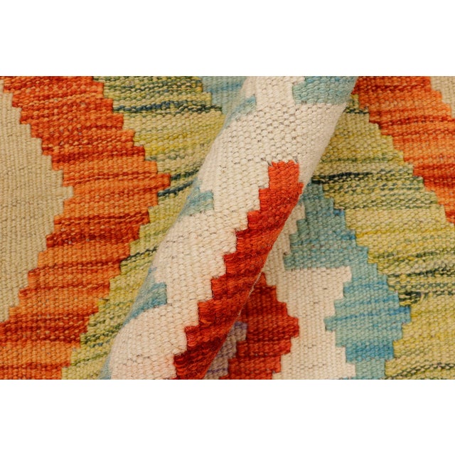 Textile Retro Kilim Gray Rust Hand-Woven Wool Rug For Sale - Image 7 of 9
