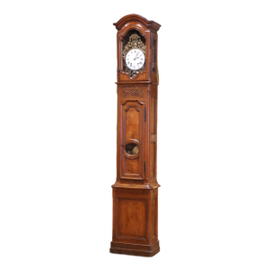 Mid-18th Century French Louis XV Carved Walnut Tall Case Clock From Lyon
