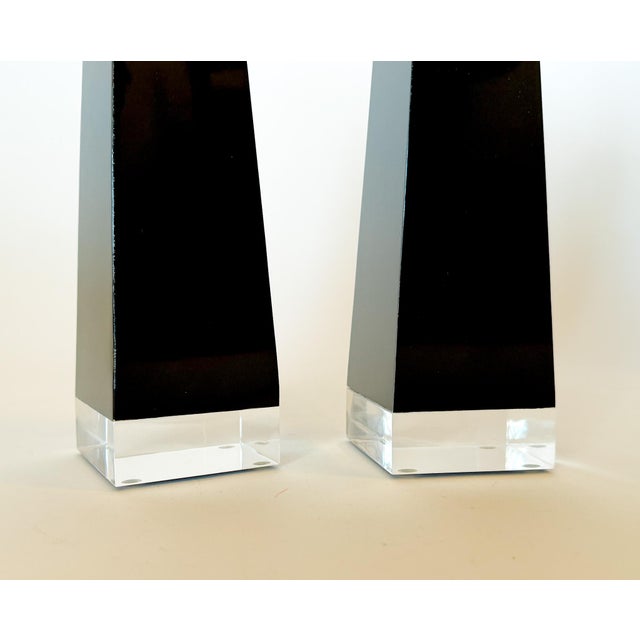 Mid-Century Modern Mid Century Modern Black Lucite Obelisks, a Pair For Sale - Image 3 of 11