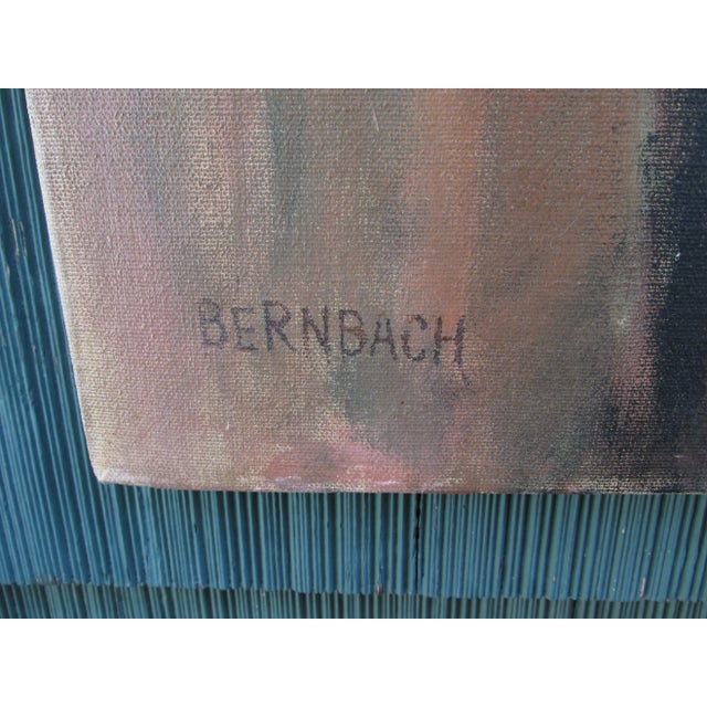 Textile Vintage 1960s Oil on Canvas Portrait of a Lady For Sale - Image 7 of 10