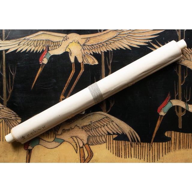 Showa Era Oda Hideaki, "Peonies and Blue Birds" Japanese Silk Scroll Painting For Sale - Image 11 of 15