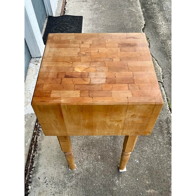 Wood Vintage Butcher Block or Kitchen Island With Solid Pressed Maple For Sale - Image 7 of 11