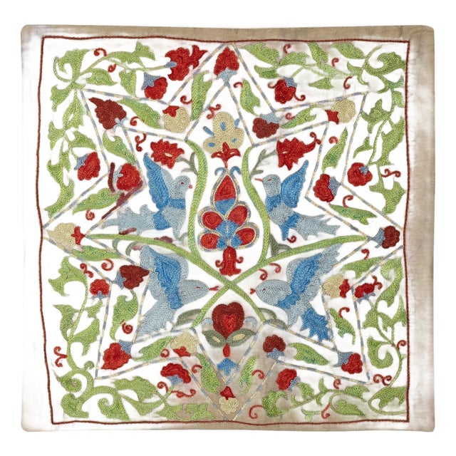 20"x20" Embroidered All Silk Cushion. Handmade Pillow Cover. New Lace Pillow For Sale