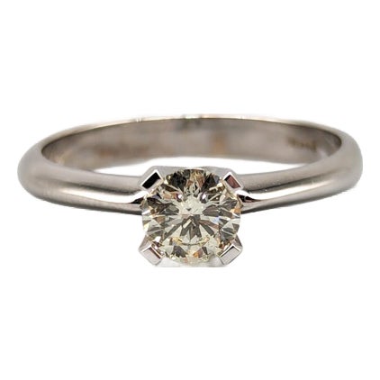 19 Karat Gold Solitaire Ring with Diamond For Sale