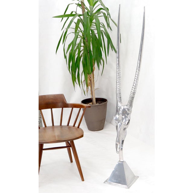 Silver Vintage Arthur Court Tall Sculpture of a Gazelle in Polished Aluminum For Sale - Image 8 of 14