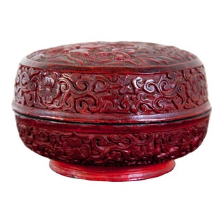 Antique Chinese Cinnabar Box Bowl For Sale
