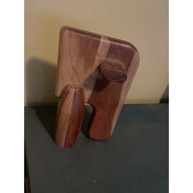 Art Deco Crate & Barrel Abstract Wood Elephant Sculpture For Sale - Image 3 of 6