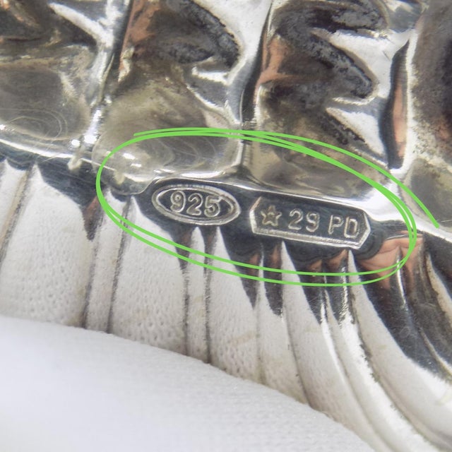 Silver Vintage Italian Handmade Shell-Shaped 925 Sterling Silver Spoon, Padua, 1980s For Sale - Image 8 of 12