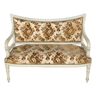 Antique French Louis XVI Style Distressed Painted Settee For Sale