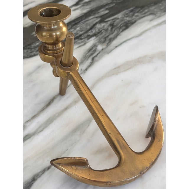 1980s Brass Anchor Candle Holder For Sale - Image 5 of 17
