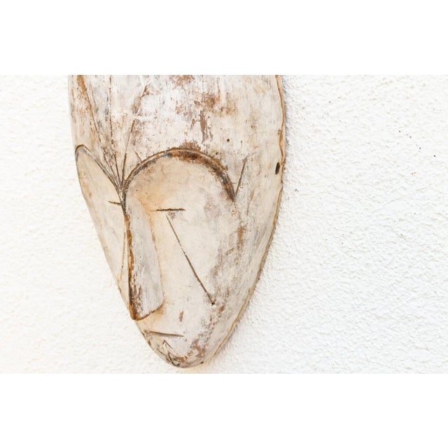 Wood Powder White Painted African Mask For Sale - Image 7 of 9