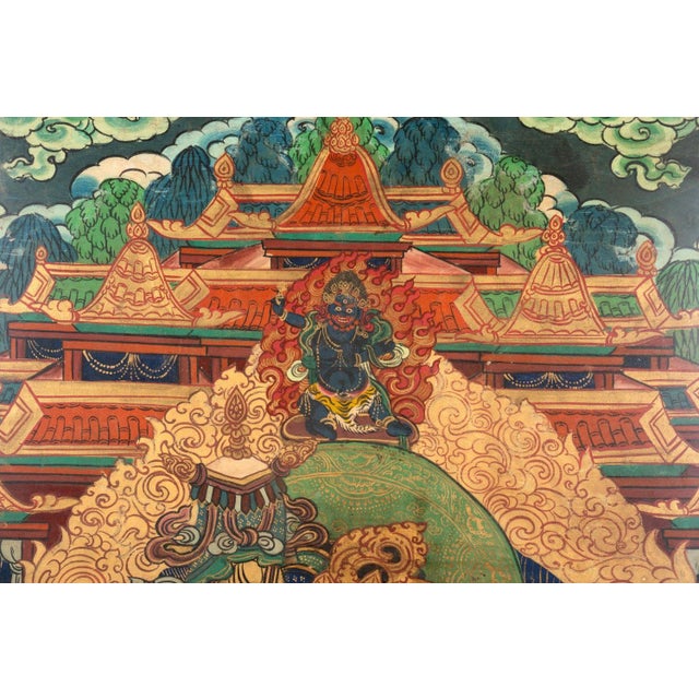 Late 19th Century 19th Century Tibetan Thangka of the Guardian of the North and God of Wealth For Sale - Image 5 of 9