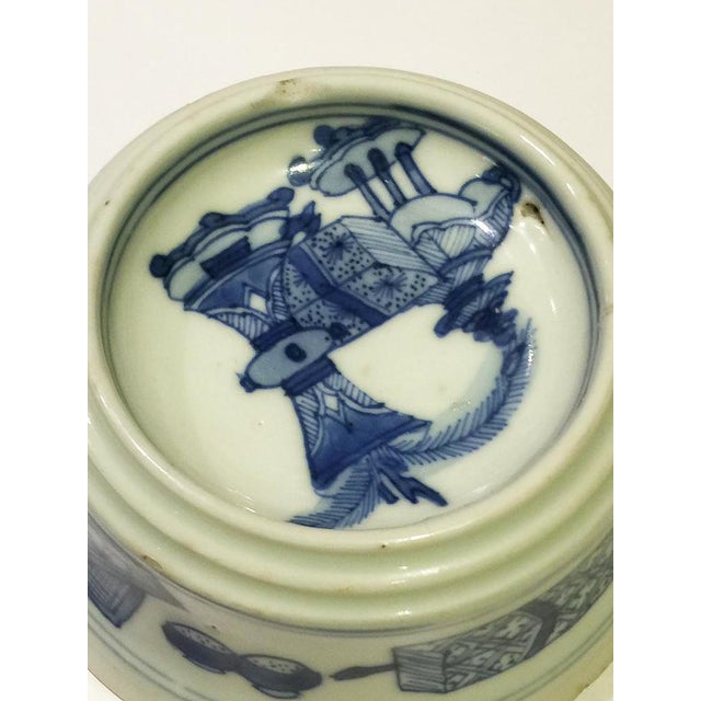 Chinese Blue & White Porcelain Salt Cellars by Kangxi, Set of 2 For Sale - Image 10 of 11