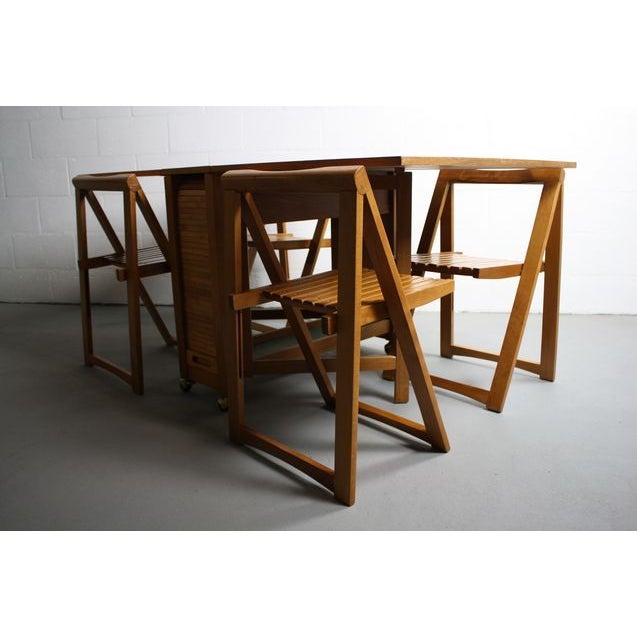 Mid-Century Modern Danish Modern Drop Leaf Hide Away Dining Set For Sale - Image 3 of 8